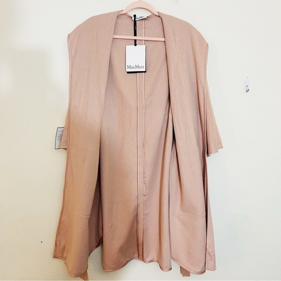 NWT MaxMara 100% Cashmere Wrap Coat One Size Pink Kimono hoodie Pockets - Picture 9 of 10